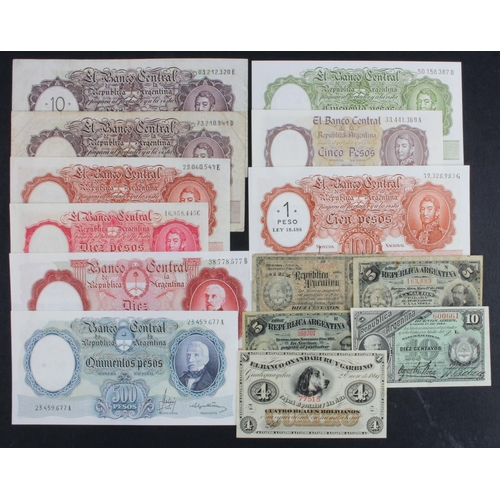 580 - Argentina (14), 1 Peso overprint on 100 Pesos 1969 - 1971, 5 Pesos, 50 Pesos, 500 Pesos, 10000 Pesos... 