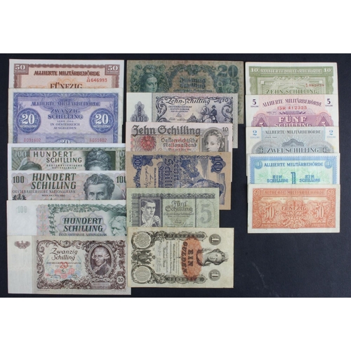 584 - Austria (17), 1 Gulden 1858, 5 Shilling 1945, 10 Shilling (3) 1945, 1946, 1950, 20 Shilling (2) 1928... 