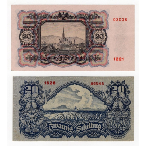 585 - Austria (2), 20 Schillings dated 2nd February 1946, serial 1221 03038 (BNB B227a, Pick123) EF+, 20 S... 