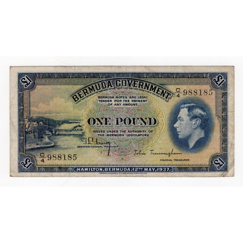 605 - Bermuda 1 Pound dated 12th May 1937, signed Young & Trimingham, serial C/4 988185 (BNB B111b, Pick11... 