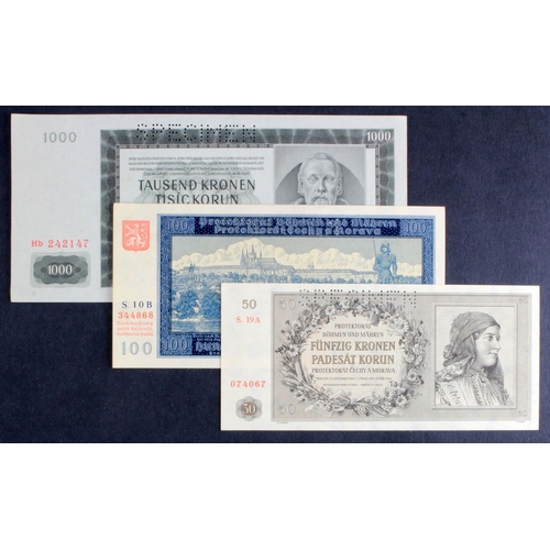 612 - Bohemia & Moravia (3), 50 Korun SPECIMEN dated 25th September 1944, serial S.19A 074067 (BNB B110as1... 