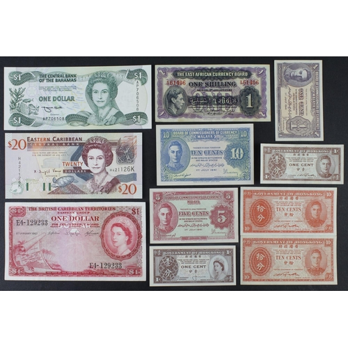 615 - British Commonwealth (11), a group of Queen Elizabeth II and King George VI portrait notes, East Afr... 