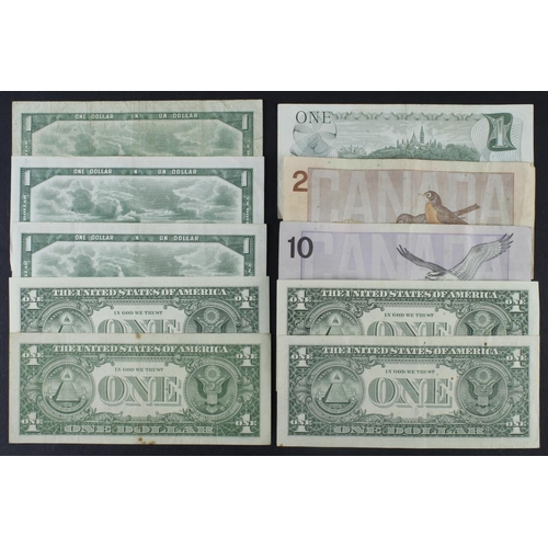 629 - Canada and USA (10), Canada 1 Dollar dated 1954 (2) signed Coyne and Towers, a consecutively numbere... 