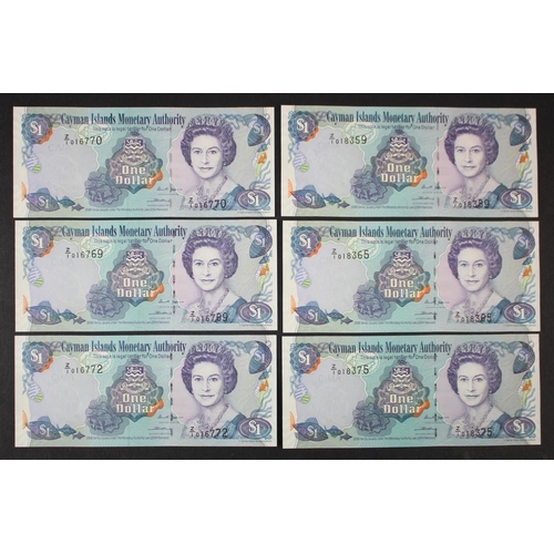 630 - Cayman Islands 1 Dollar REPLACEMENT notes (6) dated 2006, including a consecutively numbered pair, a... 