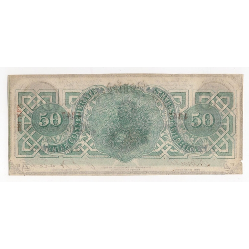 666 - Confederate States of America, 50 Dollars dated 6th April 1863, serial No. 4347 Plate WA 1st Series ... 