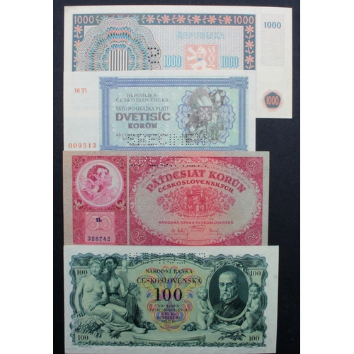 674 - Czechoslovakia (4), a group of specimen notes, 50 Korun dated 1929, perforated SPECIMEN, serial Ib 3... 