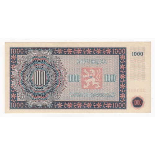 675 - Czechoslovakia 1000 Korun dated 16th May 1945, SPECIMEN 3 dots, serial S. 11B 320891 (BNB B209s, Pic... 