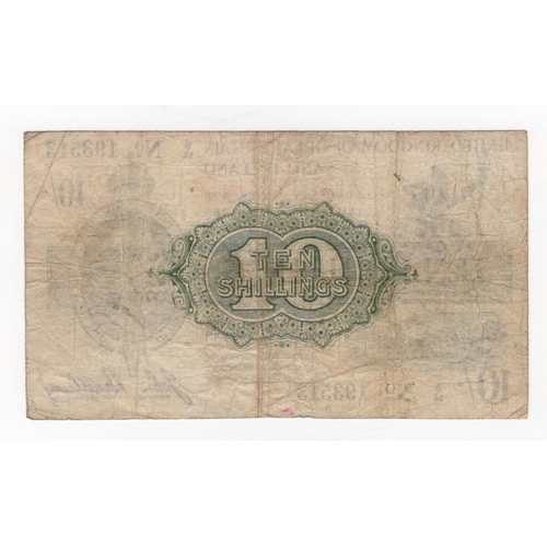 69 - Bradbury 10 Shillings (T18) issued 1918, serial A/14 193513, No. with dash (T18, Pick350a) small hol... 