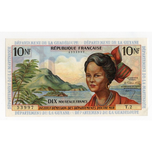 725 - French Antilles 10 Nouveaux Francs issued 1963, signed Postel-Vinay and Calvet, serial X.2 00901 (BN... 