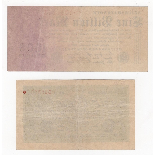 730 - Germany (2) 1 Billion or 1000 Milliarden Mark dated 1st November 1923, serial C.00342671 (BNB B294a,... 