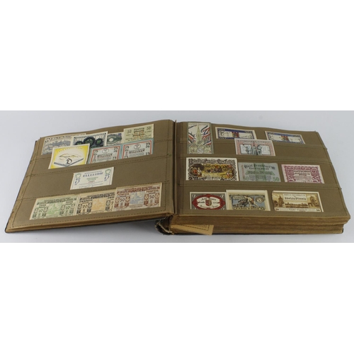 740 - Germany Notgeld (1000+), a large period Notgeld album with stitched dividers in the pages, a very go... 