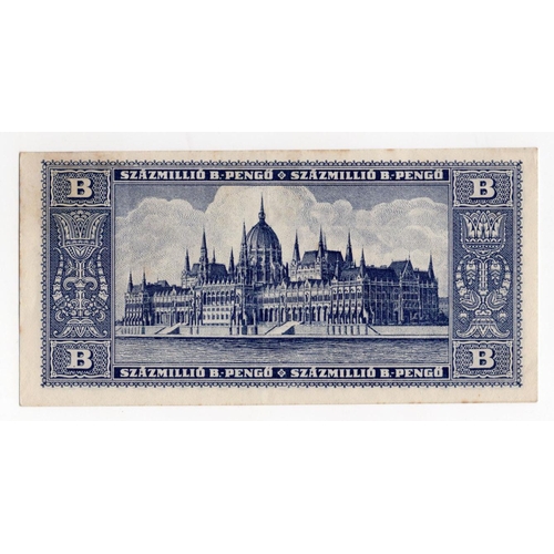 759 - Hungary 100 Million Szazmillio B-Pengo dated 3rd June 1946, without serial number (BNB B545a, Pick13... 