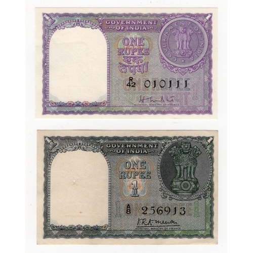 766 - India (2), 1 Rupee issued 1949 signed K.R.K. Menon, serial A/8 256913 (BNB B152a, Pick71a) spindle h... 