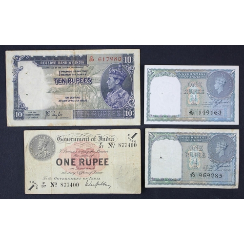 767 - India (4), King George V and VI group, 1 Rupee dated 1917, portrait King George V at top left, signe... 