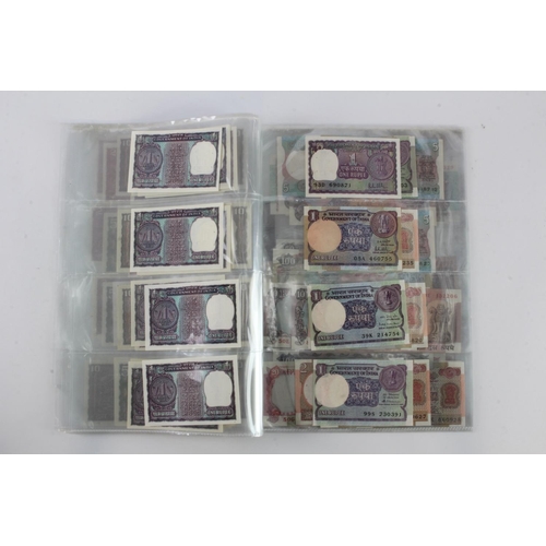 768 - India (80), a high grade group in album pages, 1 Rupee to 100 Rupees 1970's to 1990's, very little d... 