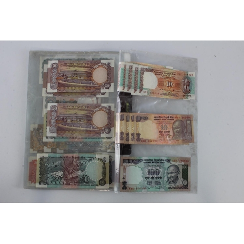 768 - India (80), a high grade group in album pages, 1 Rupee to 100 Rupees 1970's to 1990's, very little d... 