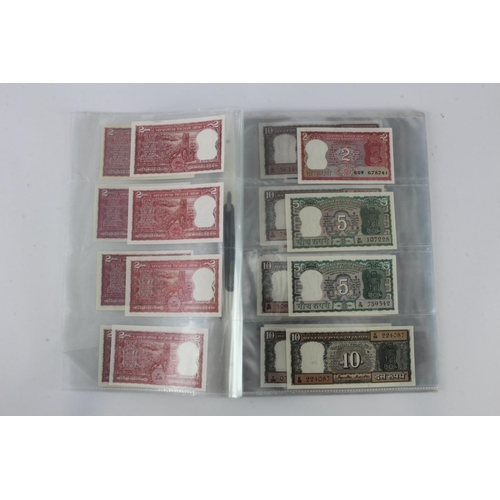 768 - India (80), a high grade group in album pages, 1 Rupee to 100 Rupees 1970's to 1990's, very little d... 