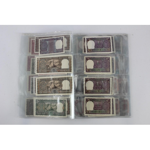 768 - India (80), a high grade group in album pages, 1 Rupee to 100 Rupees 1970's to 1990's, very little d... 