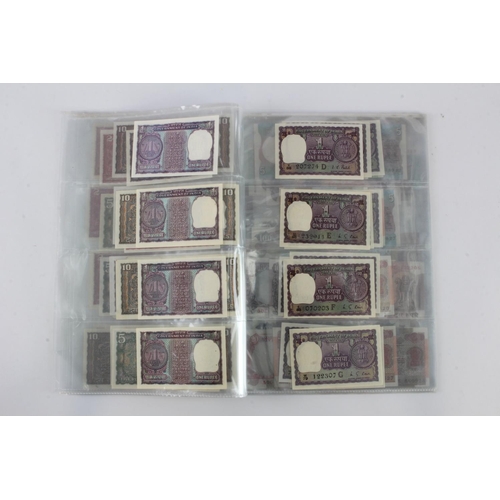 768 - India (80), a high grade group in album pages, 1 Rupee to 100 Rupees 1970's to 1990's, very little d... 