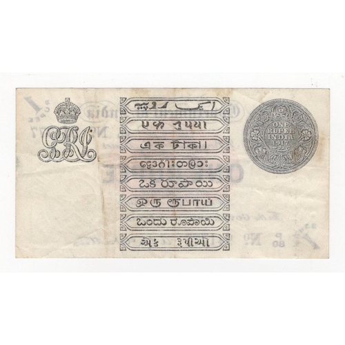 769 - India 1 Rupee dated 1917, portrait King George V at top left, signed McWatters, serial P/80 941777 (... 