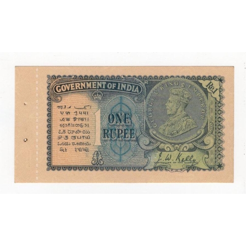 771 - India 1 Rupee dated 1935, portrait King George V at right, signed J.W. Kelly, serial F/70 214064 (BN... 