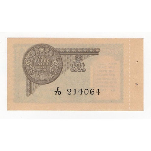 771 - India 1 Rupee dated 1935, portrait King George V at right, signed J.W. Kelly, serial F/70 214064 (BN... 