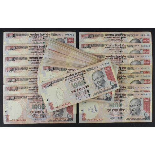 772 - India 1000 Rupees (100) dated 2005 - 2015 (Pick100 and Pick107) mixed grades