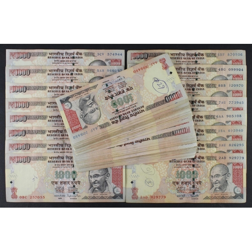 773 - India 1000 Rupees (100) dated 2005 - 2015 (Pick100 and Pick107) mixed grades