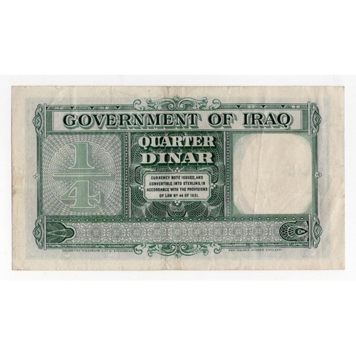 783 - Iraq 1/4 Dinar issued 1942 (Law of 1931), portrait King Faisal II as a child at right, signed Kennet... 