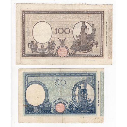 785 - Italy (2), 100 Lire dated 7th April 1922 and 50 Lire dated 31st October 1914, signed Stringher & Sac... 