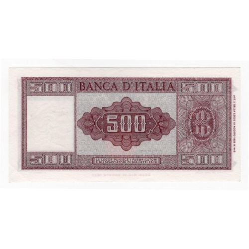 789 - Italy 500 Lire dated 23rd March 1961, last date of issue, signed Carli & Ripa, serial D177 078547 (B... 