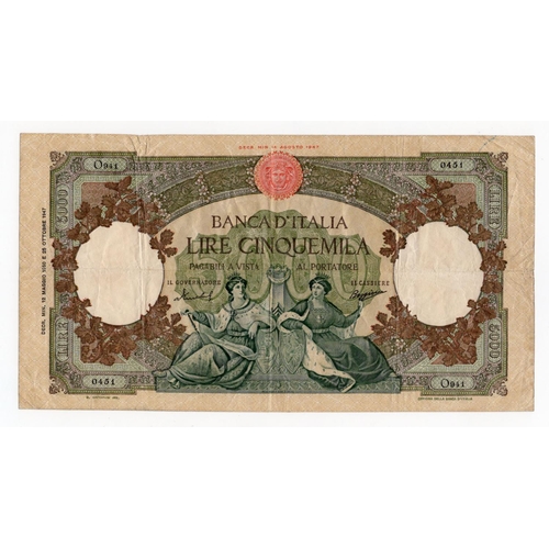 790 - Italy 5000 Lire dated 12th May 1960, signed Menichella & Boggione, serial O941 0451 (BNB B445l, Pick... 