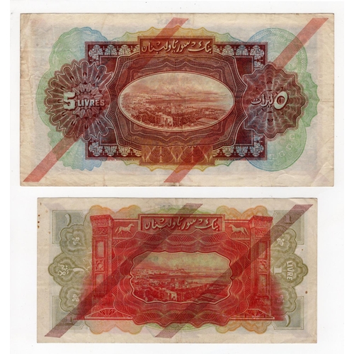 793 - Lebanon (2), 5 Livres dated 1st September 1939, serial K/AN 053318 (BNB B211b, Pick27b) Fine+, 1 Liv... 