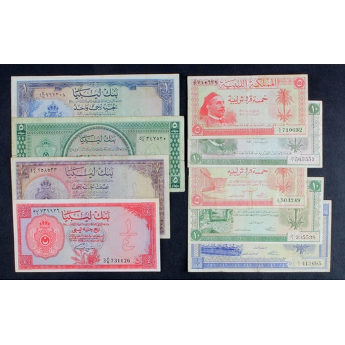 797 - Libya (9), 5 Pounds, 1 Pound, 1/2 Pound and 1/4 Pound dated 1963, 1/4 Pound, 10 Piastres and 5 Piast... 