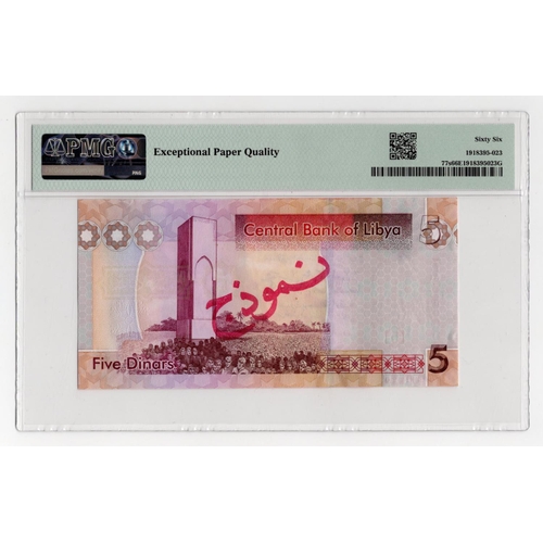 798 - Libya 5 Dinars SPECIMEN no date (2012), serial 7A B/121 000000, SPECIMEN number 110 (BNB B540as, Pic... 