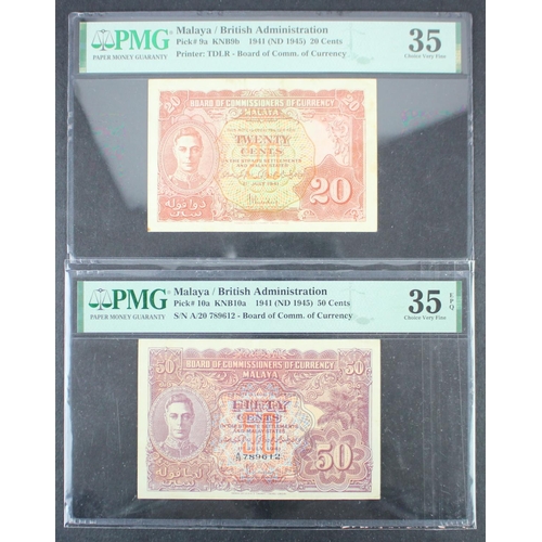 810 - Malaya (2) 50 Cents dated 1st July 1941, serial A/20 789612 (TBB B111a, Pick10a) in PMG holder grade... 