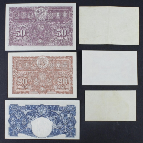 812 - Malaya (6), 1 Dollar, 50 Cents, 20 Cents, 10 Cents, 5 Cents and 1 Cent all dated 1st July 1941 with ... 