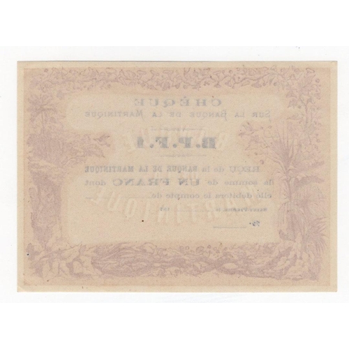 819 - Martinique 1 Franc dated 187x, unissued Provisional note with no signature or serial number, these a... 