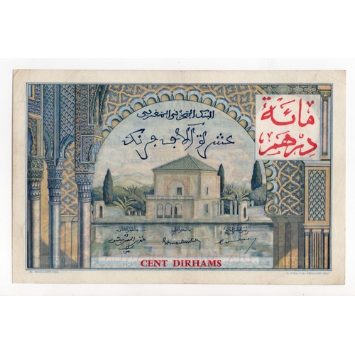 826 - Morocco 100 Dirhams overprint on 10000 Francs dated 28th April 1955 (1959 provisional Dirham issue),... 