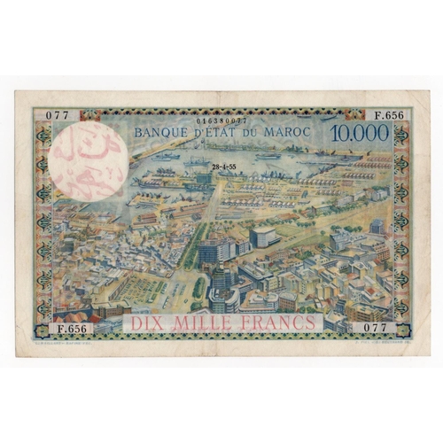 826 - Morocco 100 Dirhams overprint on 10000 Francs dated 28th April 1955 (1959 provisional Dirham issue),... 