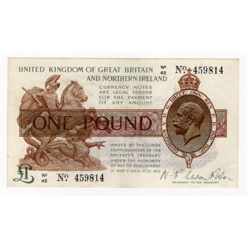 85 - Warren Fisher 1 Pound (T34) issued 1927, Great Britain & Northern Ireland issue, serial W1/42 459814... 