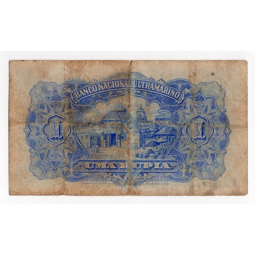 850 - Portuguese India 1 Rupia dated 1st January 1924 (1929), serial A441569 (BNB B311b, Pick23A) small ho... 