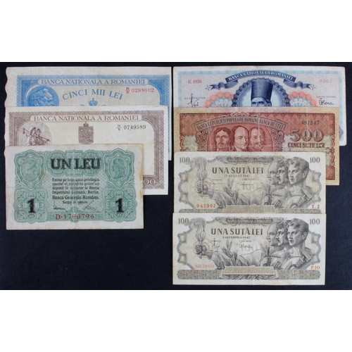 867 - Romania (7), 500 Lei 1941, 5000 Lei 1945, 100 Lei August 1947, 100 Lei December 1947, 1000 Lei 1948,... 