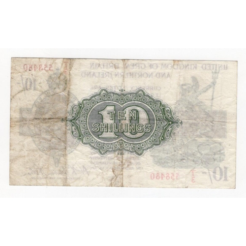 87 - Warren Fisher 10 Shillings (T33) issued 1927, serial T/3 558480, Great Britain & Northern Ireland is... 