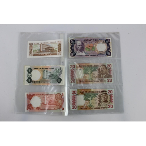 886 - Sierra Leone (10), 1 Leone not dated issued 1970 serial A/9 766214 (BNB B101c, Pick1c), 50 Cents, 1 ... 