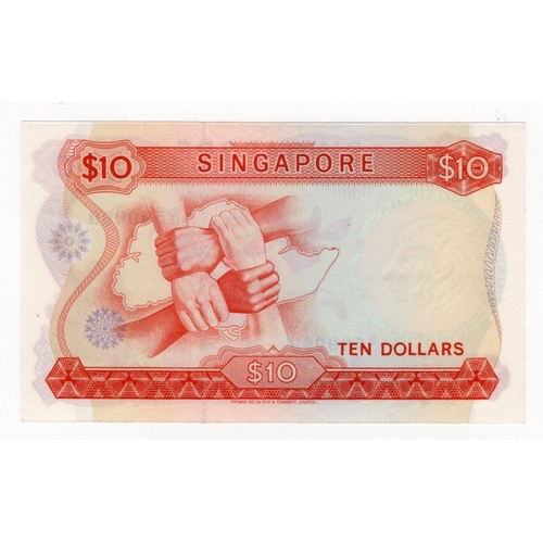 887 - Singapore 10 Dollars issued 1973, seal type II, Orchid series, near SOLID serial number, serial B93 ... 