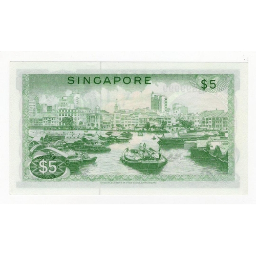 890 - Singapore 5 Dollars issued 1973, seal type II, Orchid series, near SOLID serial number, serial A/43 ... 