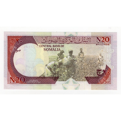 893 - Somalia N20 Shillings dated 1991, 20 new Somali shillings issued during the Somali civil war, the no... 