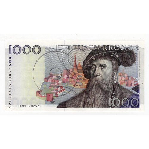 903 - Sweden 1000 Kronor dated 1992, serial 2401220293 (BNB B149d, Pick60a) Uncirculated