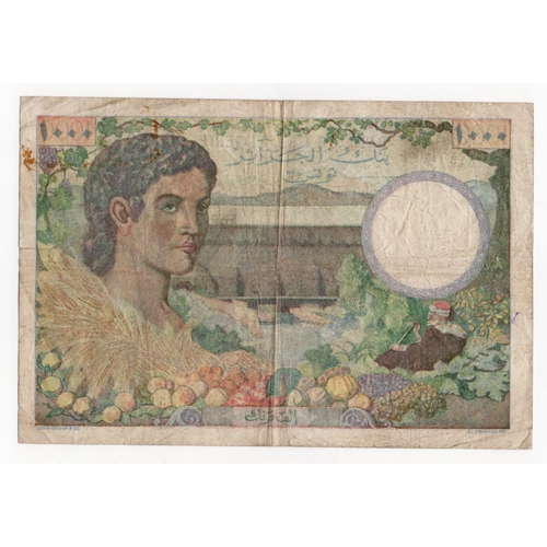 913 - Tunisia 1000 Francs dated 4th September 1946, serial J.290 313 (BNB 225a, Pick26) pinholes, approx 2... 